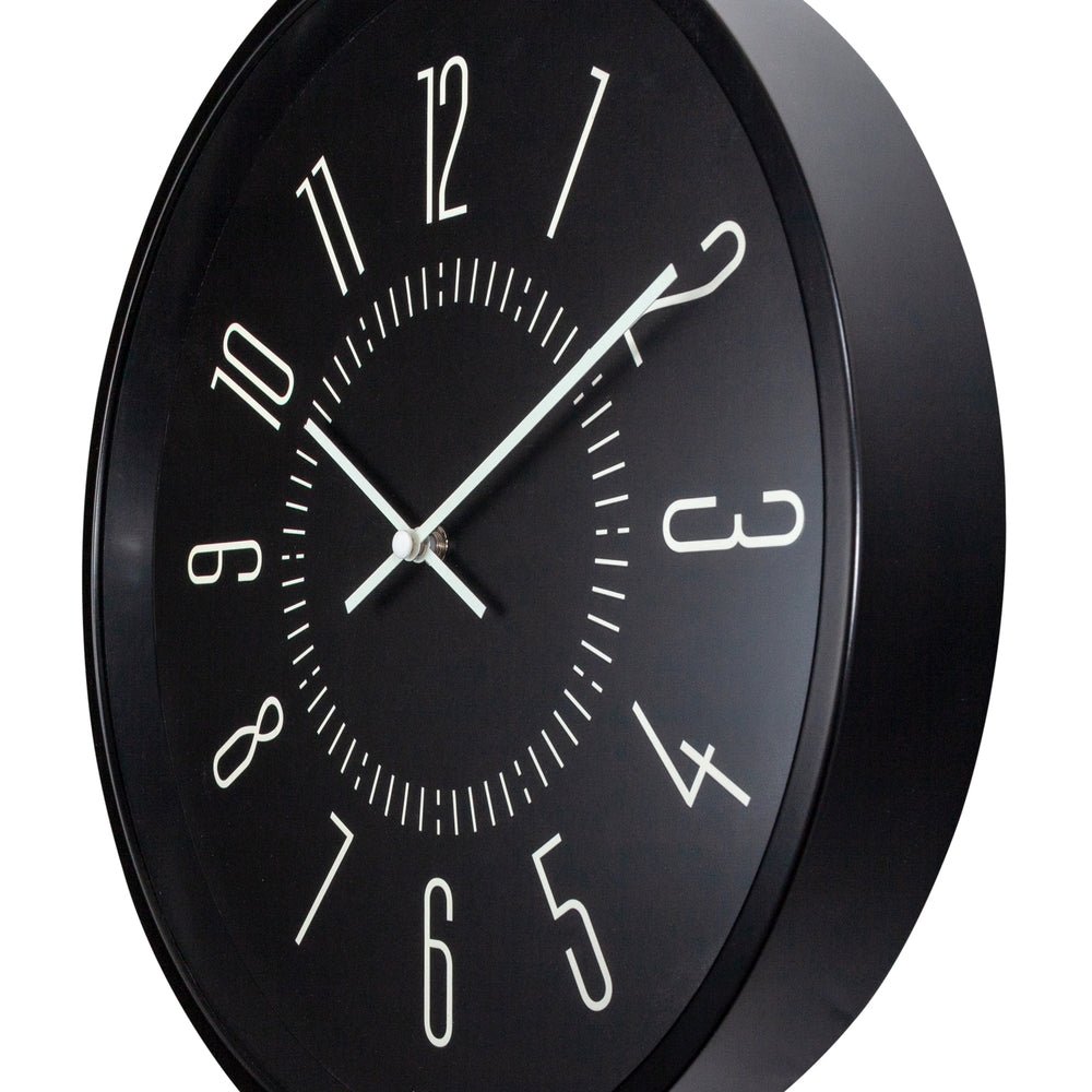 Black Luminous Wall Clock 20cm - TickTockClocks