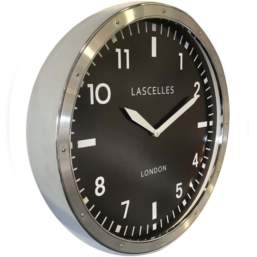 Brushed Chrome Lascelles Wall Clock 45cm - TickTockClocks