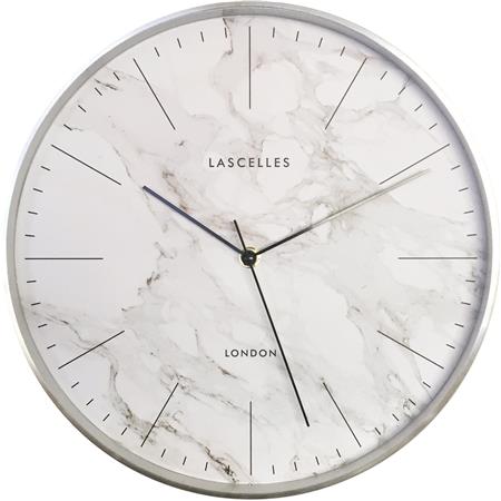 Brushed Chrome with Marble Effect Dial 31cm - TickTockClocks