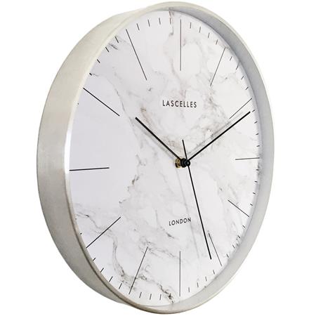 Brushed Chrome with Marble Effect Dial 31cm - TickTockClocks