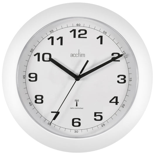 Cadiz White Radio Controlled Wall Clock 25.5cm - TickTockClocks