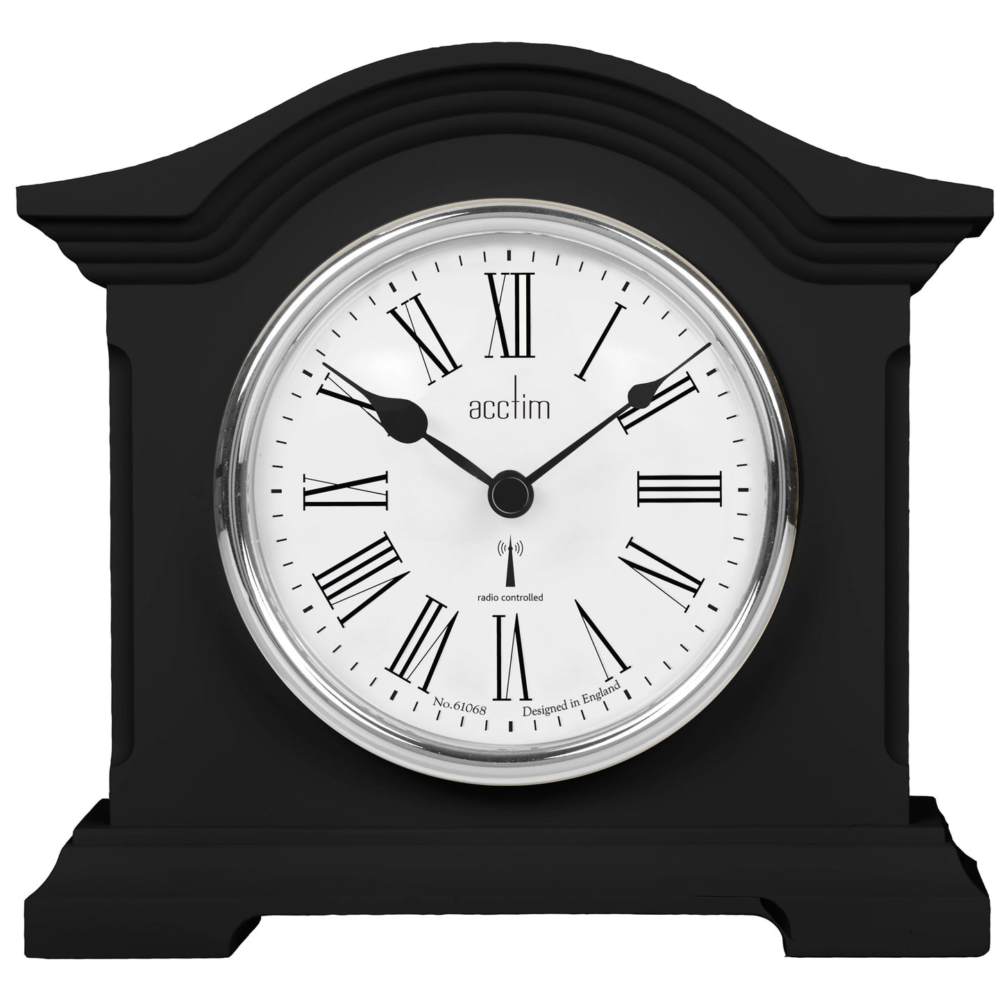 Chestfield Black Radio Controlled Mantel Clock 18cm - TickTockClocks