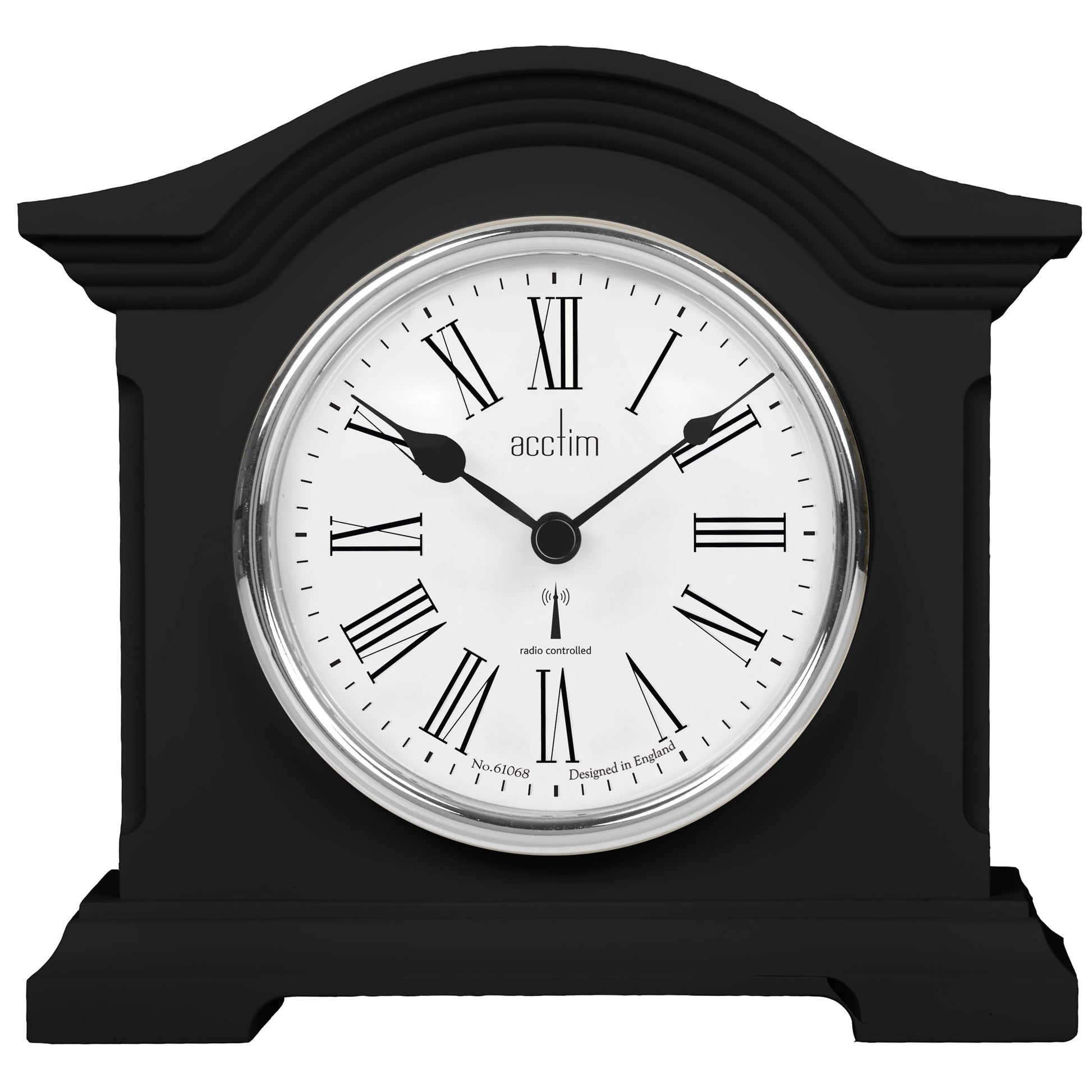 Chestfield Black Radio Controlled Mantel Clock 18cm - TickTockClocks