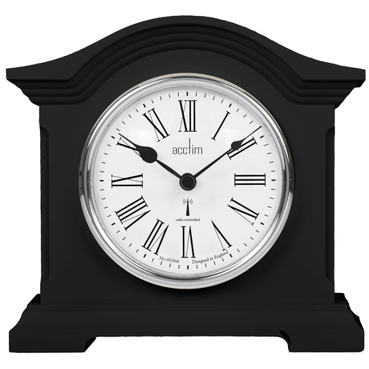 Chestfield Black Radio Controlled Mantel Clock 18cm - TickTockClocks