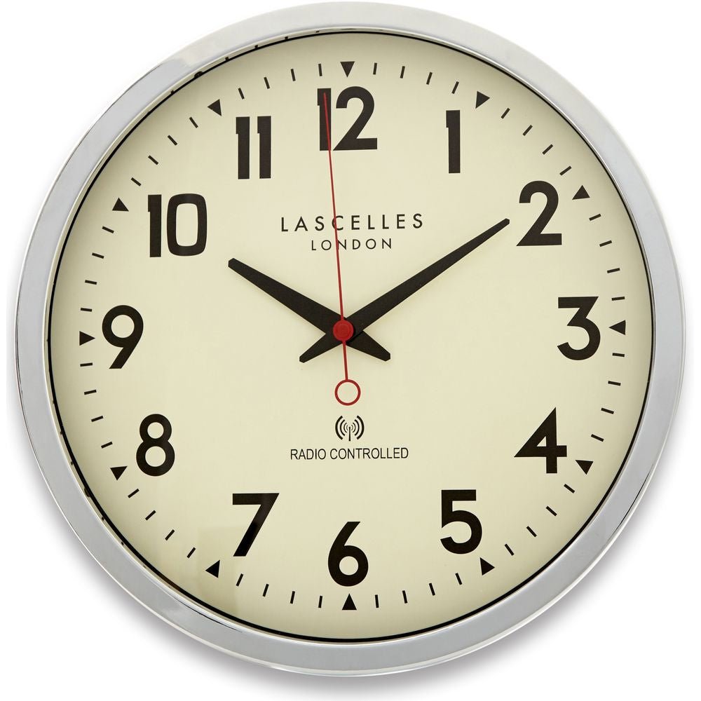 Chrome Radio Controlled Wall Clock 36cm - TickTockClocks
