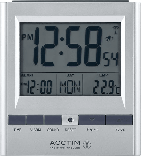 Chula Radio Controlled LCD Digital Alarm Clock 10cm - TickTockClocks