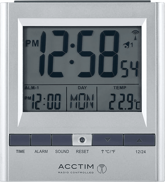 Chula Radio Controlled LCD Digital Alarm Clock 10cm - TickTockClocks