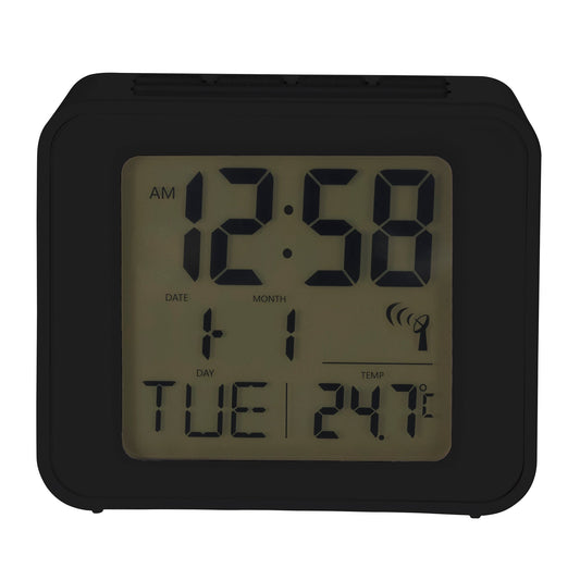Cole Black Radio Controlled Alarm Clock 7.5cm - TickTockClocks
