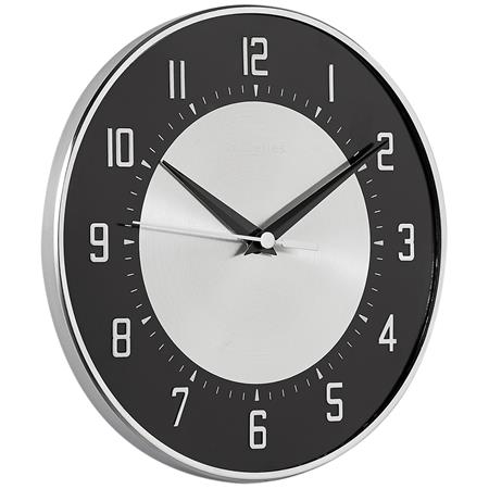 Domed Glass & Embossed Metal Dial in Black 20.5cm - TickTockClocks