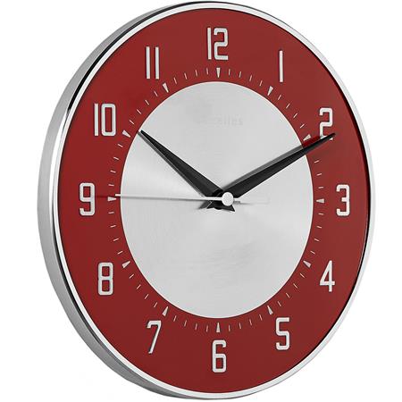 Domed Glass & Embossed Metal Dial in Red 20.5cm - TickTockClocks
