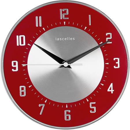 Domed Glass & Embossed Metal Dial in Red 20.5cm - TickTockClocks