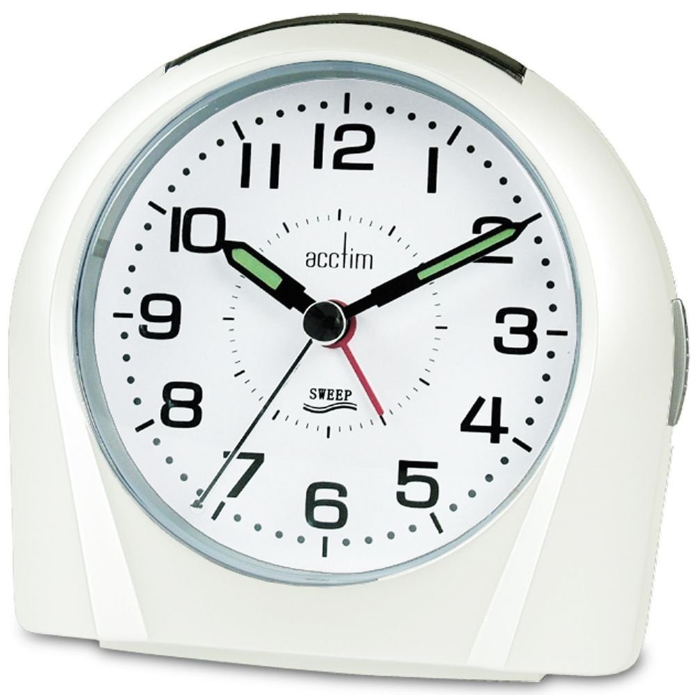 Europa White Silent Sweeping Alarm Clock 11cm - TickTockClocks