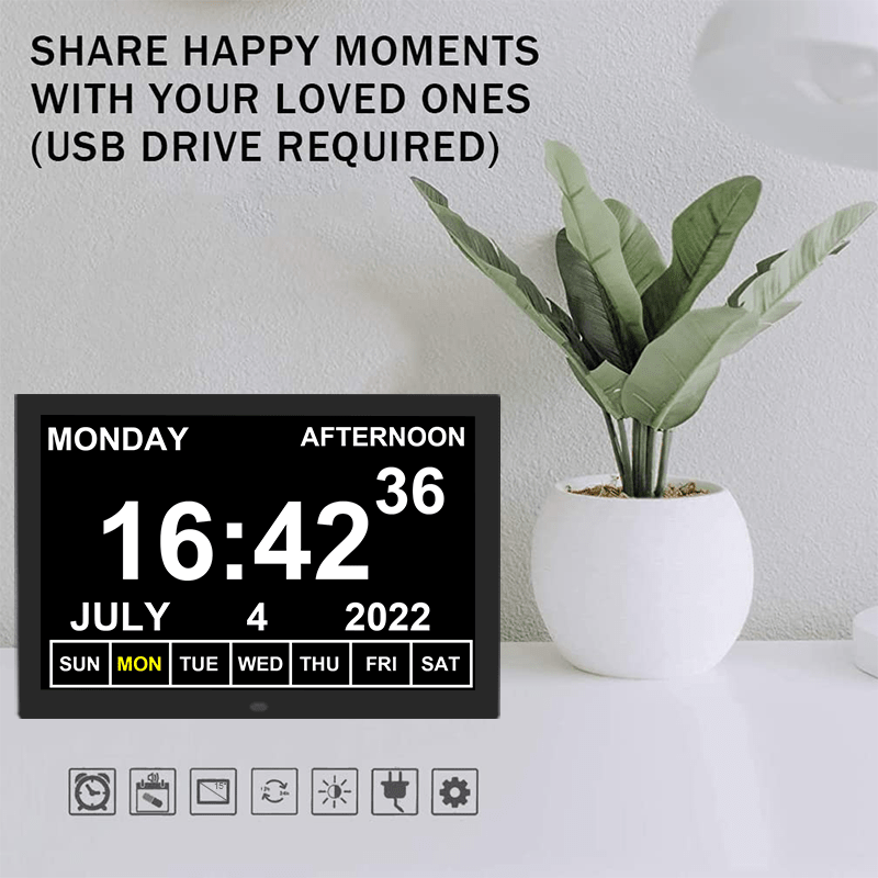 Extra-large Dementia Clock with Medication Reminders & Selectable Analogue/Digital Displays (15 inch) - TickTockClocks