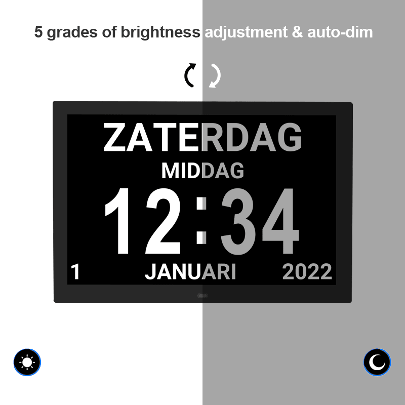 Extra-large Dementia Clock with Medication Reminders & Selectable Analogue/Digital Displays (15 inch) - TickTockClocks