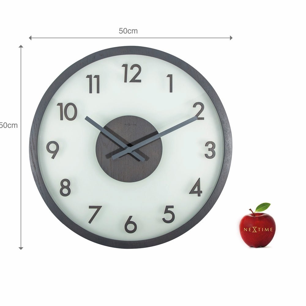 Frosted Wood Wall Clock 50cm - TickTockClocks