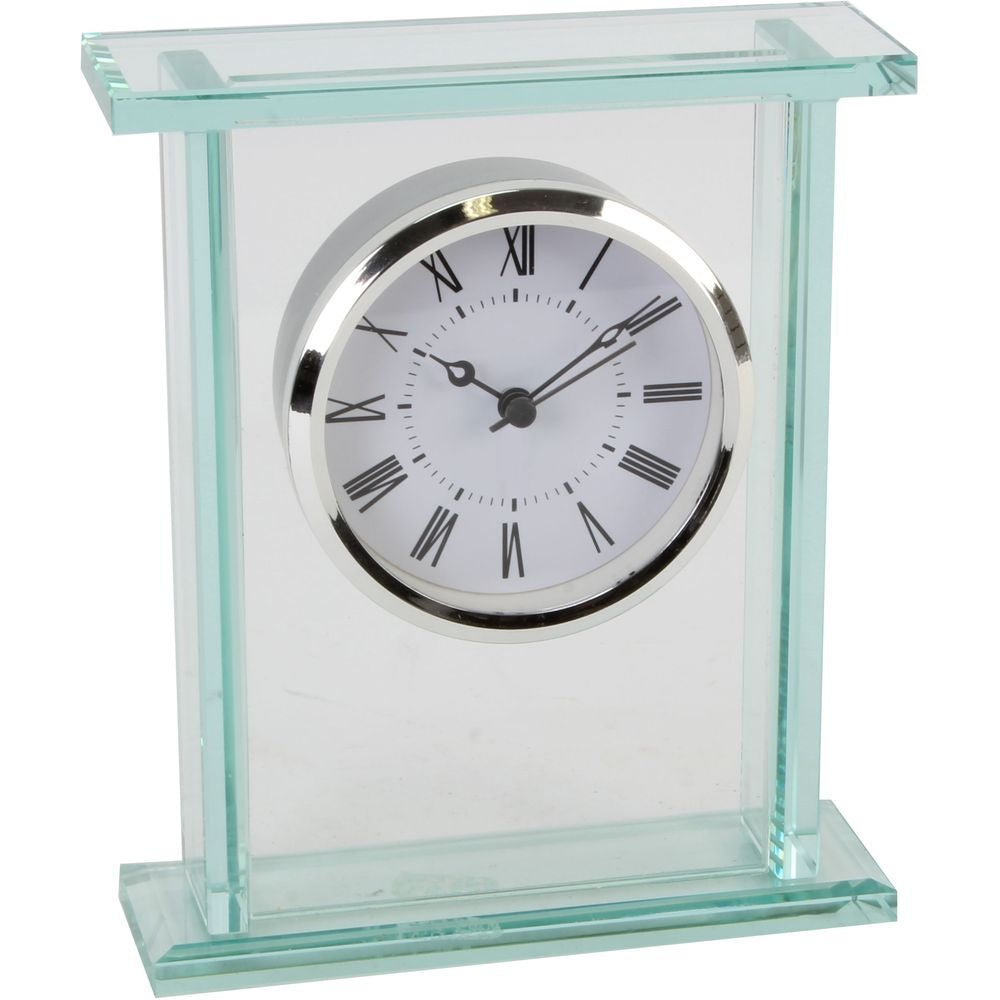 Glass Silver Bezel Mantel Clock 15cm - TickTockClocks