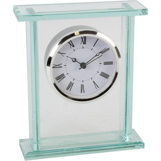 Glass Silver Bezel Mantel Clock 15cm - TickTockClocks
