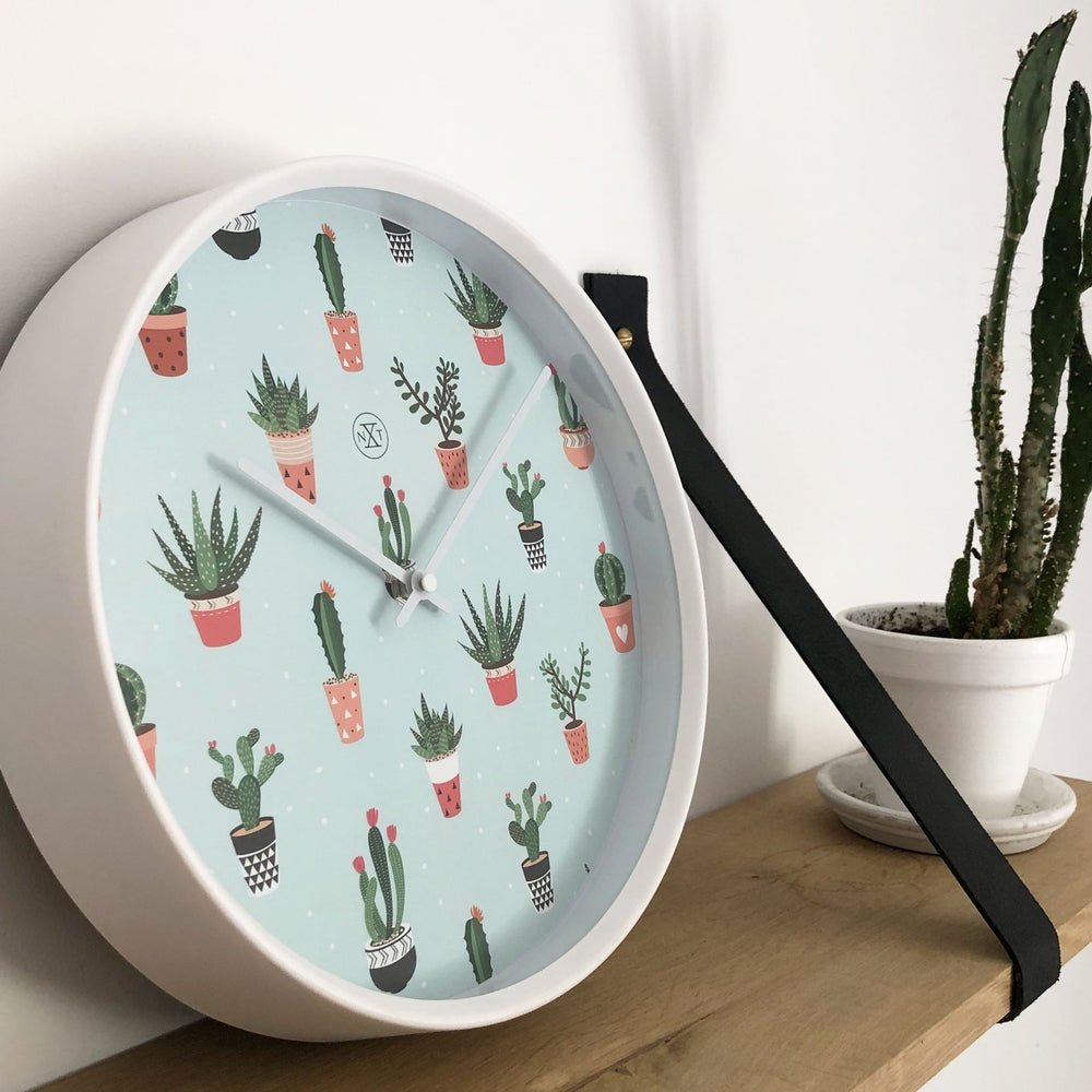 Green Cactus Wall Clock 30cm - TickTockClocks