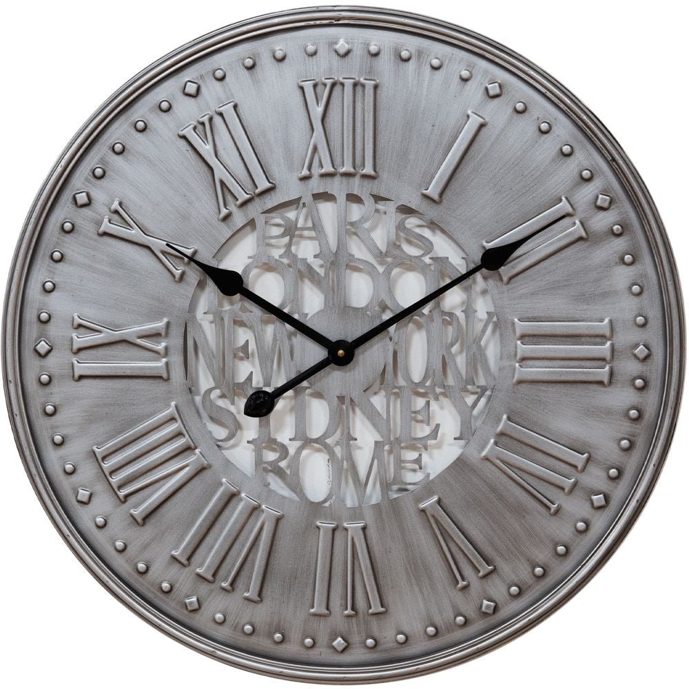 Grey Metal Wall Clock 60cm - TickTockClocks