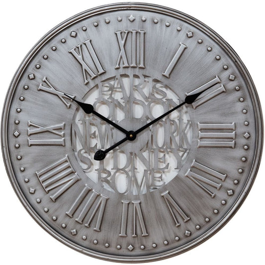Grey Metal Wall Clock 60cm - TickTockClocks