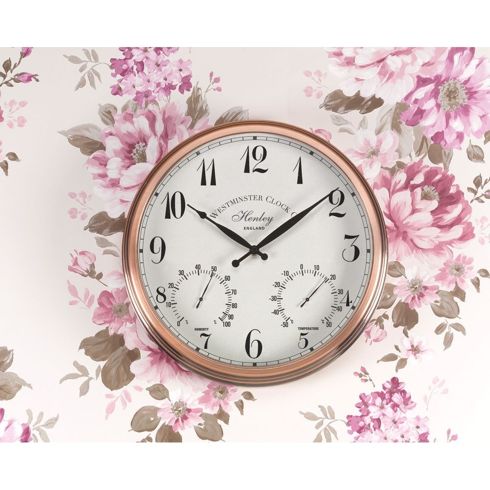 Henley Outdoor Wall Clock with Thermometer 30cm - TickTockClocks