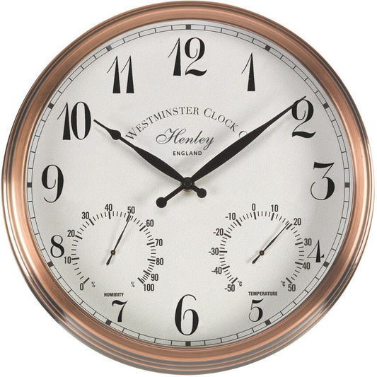 Henley Outdoor Wall Clock with Thermometer 30cm - TickTockClocks