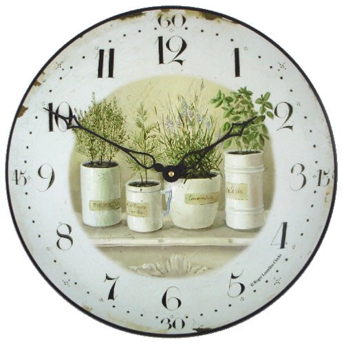 Herb Pots Wall Clock 36cm - TickTockClocks