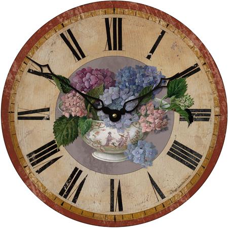 Hydrangea Motif Wall Clock 36cm - TickTockClocks
