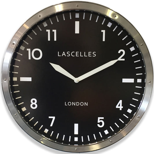 Brushed Chrome Lascelles Wall Clock 45cm