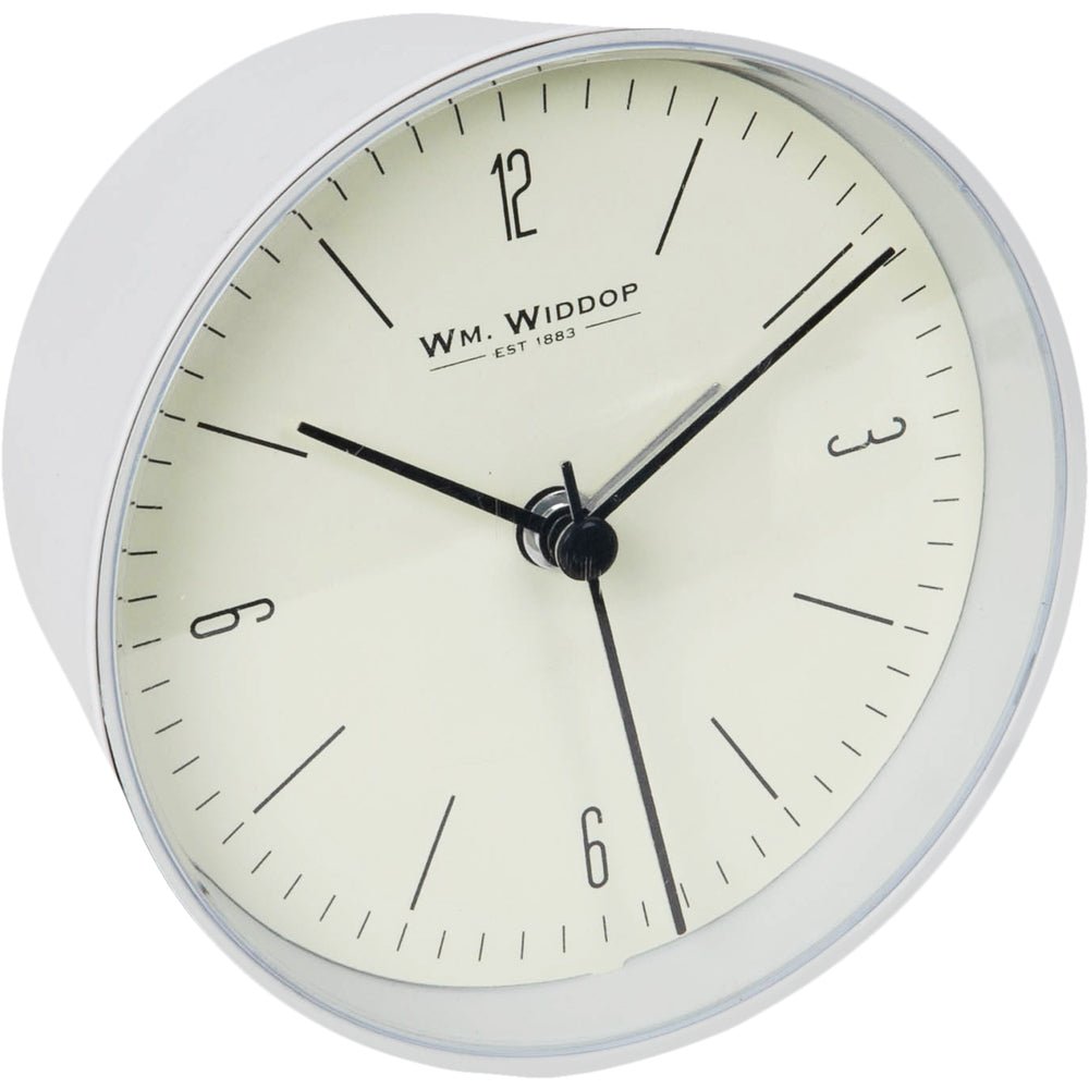 Matt White Alarm Clock - Matt White 10cm - TickTockClocks