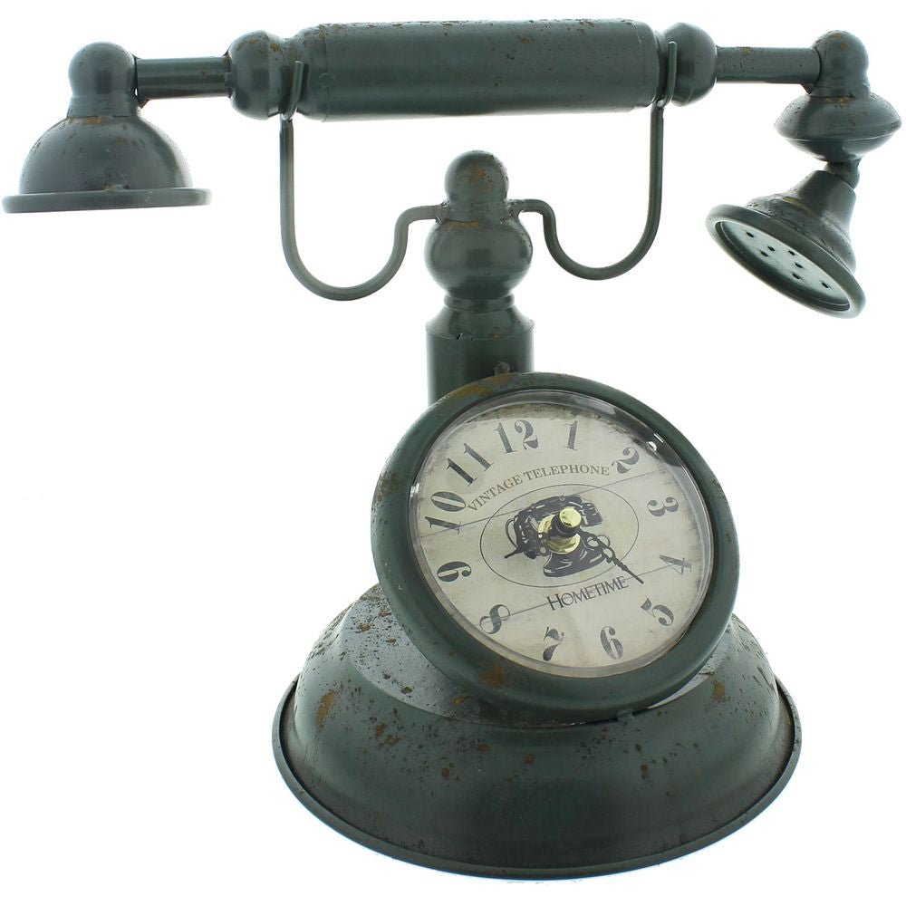 Metal Mantel Clock - Old Fashioned Telephone 31cm - TickTockClocks