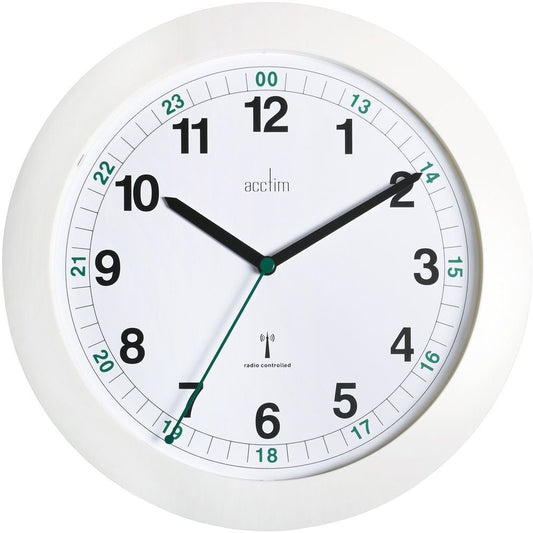 Milan Radio Controlled White Wall Clock 25.5cm - TickTockClocks