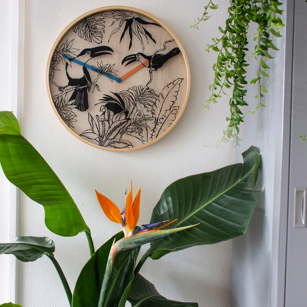 Tropical birds Wall Clock 40cm