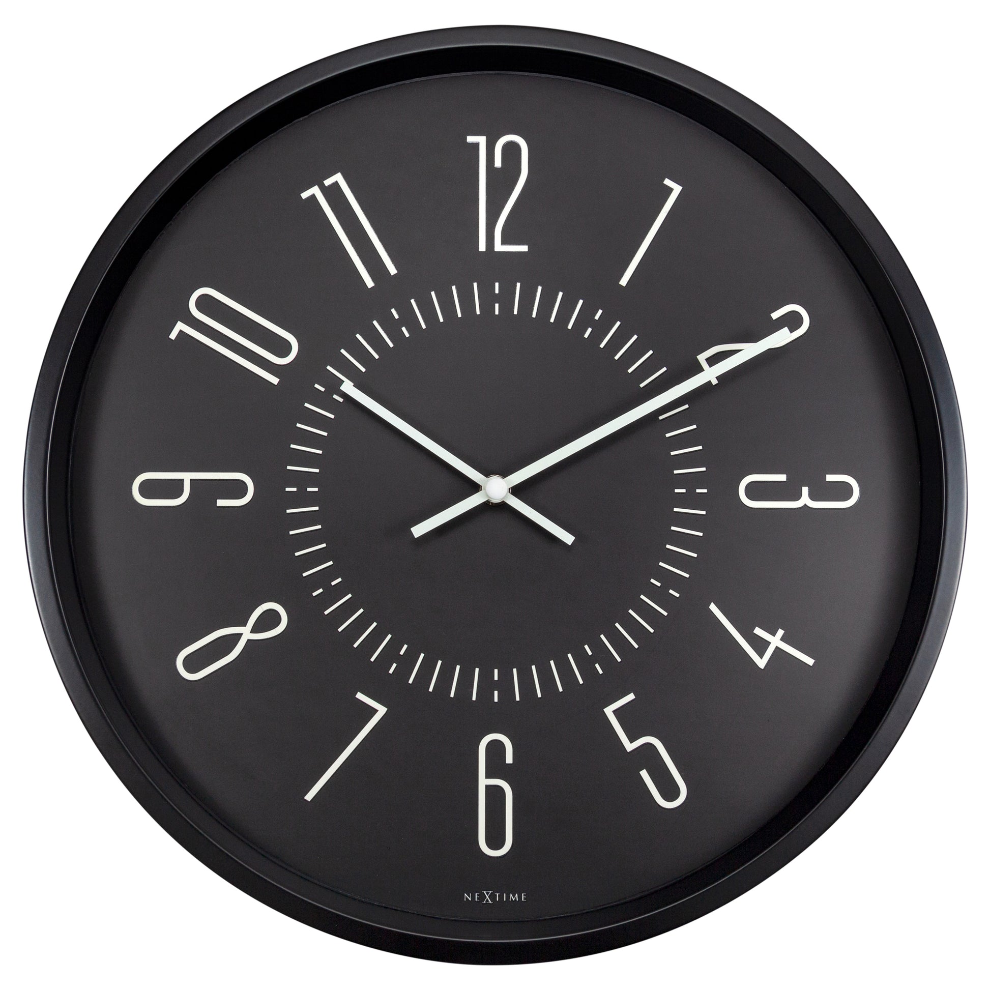 Black Luminous Wall Clock 20cm