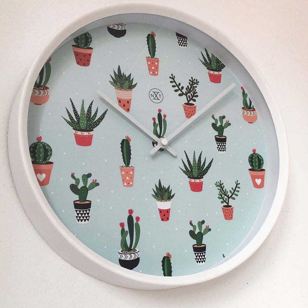 Green Cactus Wall Clock 30cm