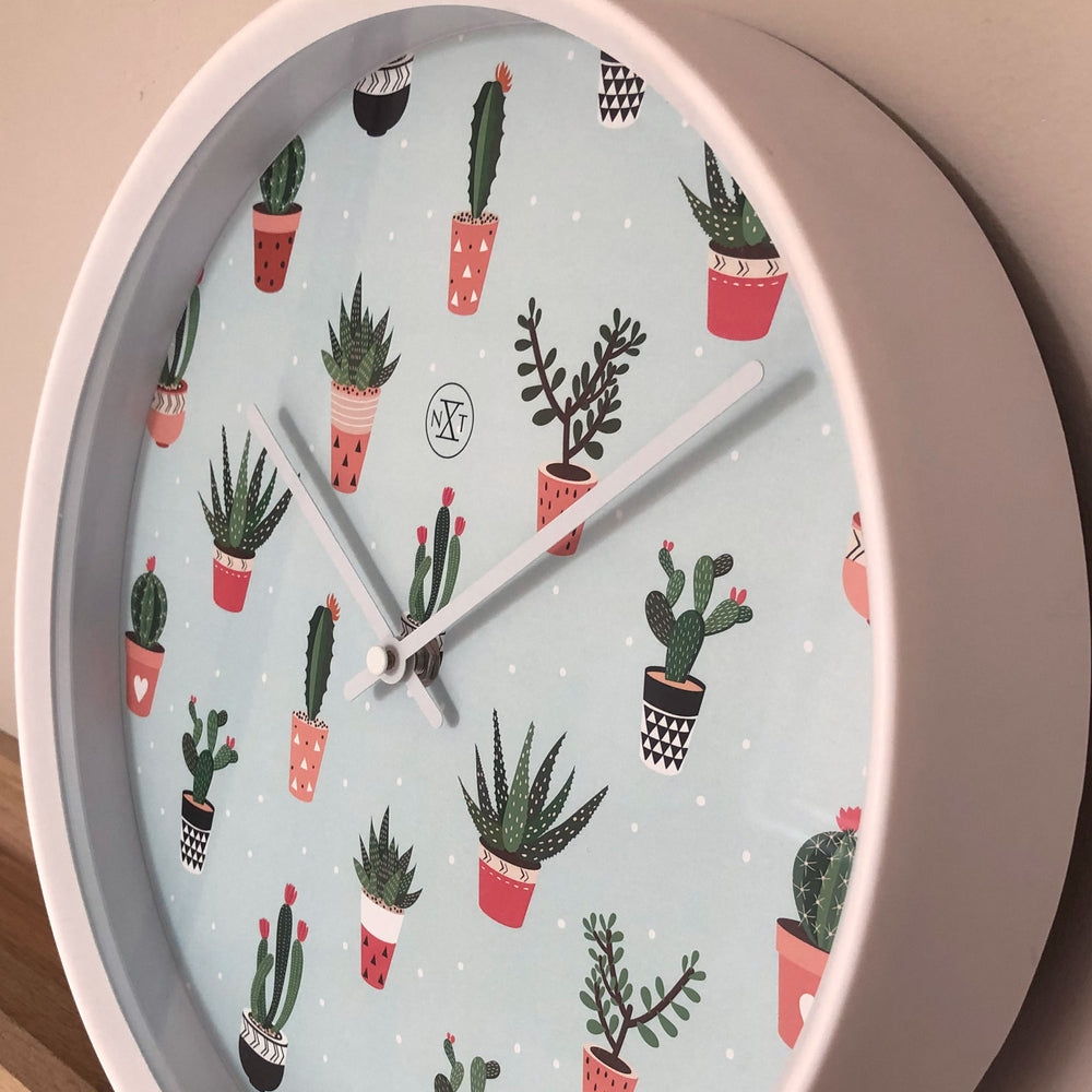 Green Cactus Wall Clock 30cm