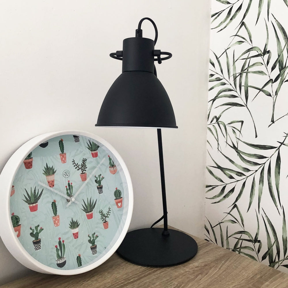 Green Cactus Wall Clock 30cm