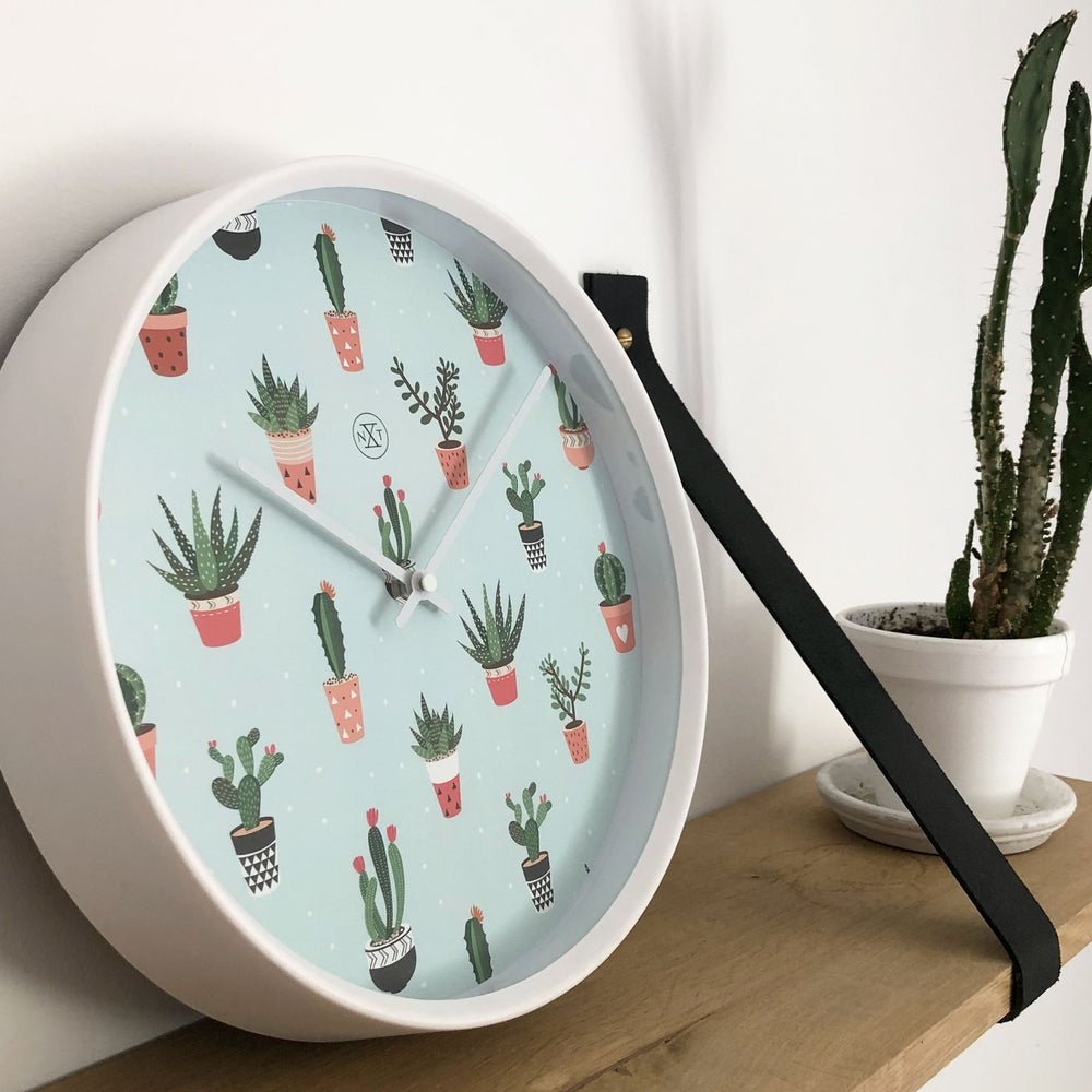Green Cactus Wall Clock 30cm