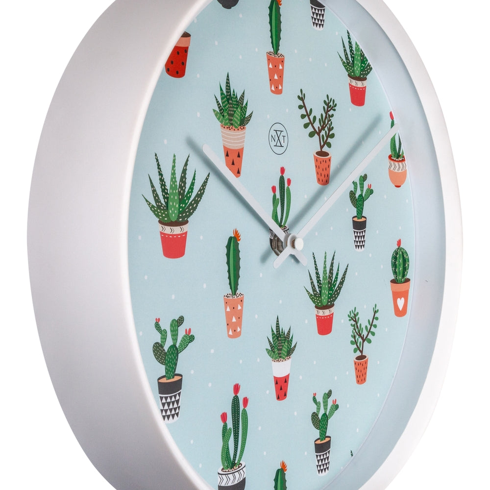Green Cactus Wall Clock 30cm
