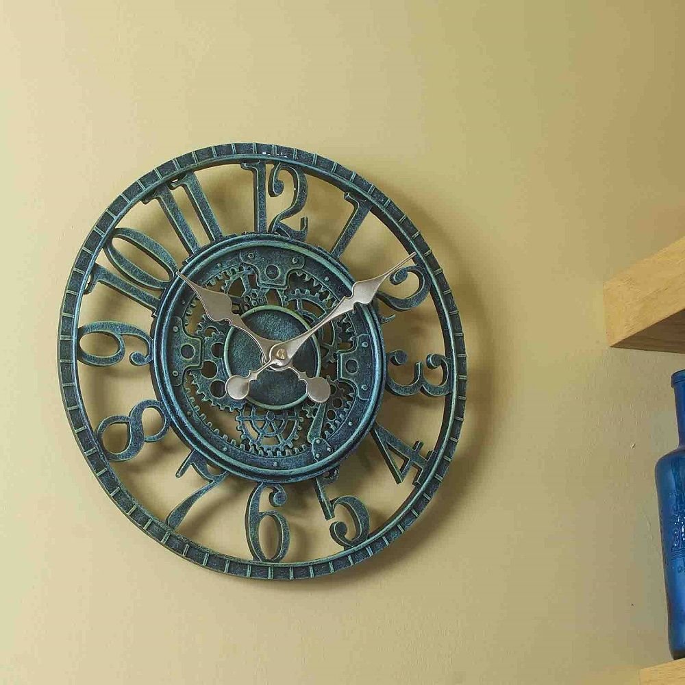 Newby Verdigris Mechanical Outdoor Wall Clock 30cm - TickTockClocks