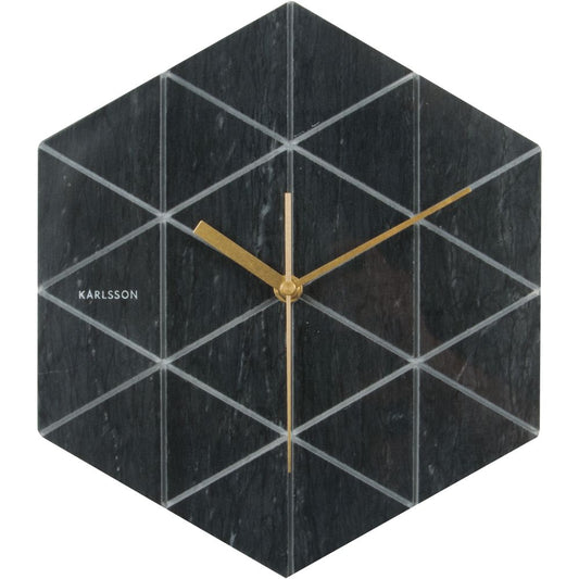 Marble Hexagon Wall Clock 28.5cm