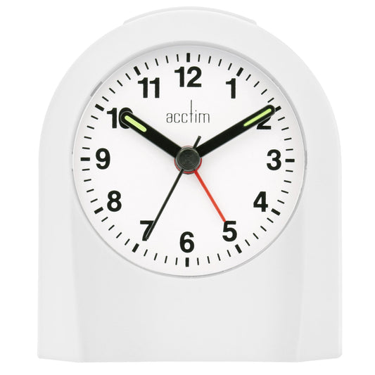 Palma White Alarm Clock 9cm - TickTockClocks