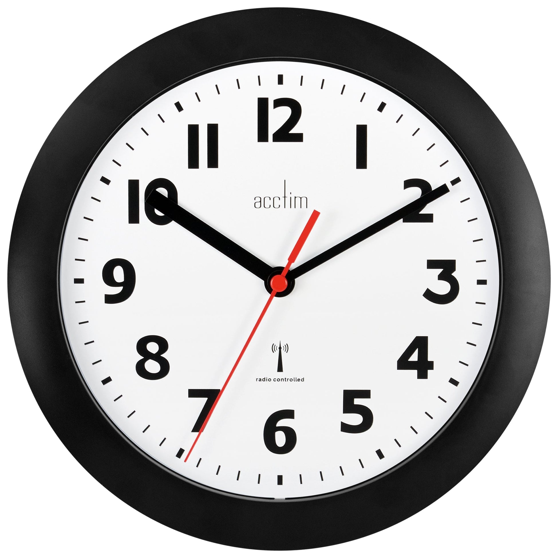 Parona Black Radio Controlled Wall Clock 23cm - TickTockClocks