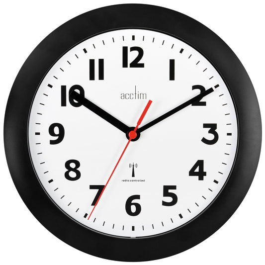 Parona Black Radio Controlled Wall Clock 23cm - TickTockClocks