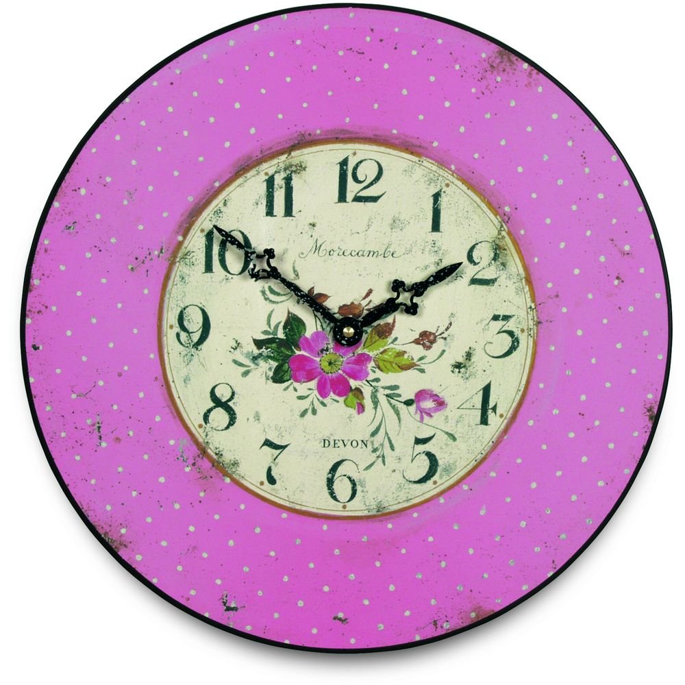 Pink Polka Dot Wall Clock 36cm - TickTockClocks
