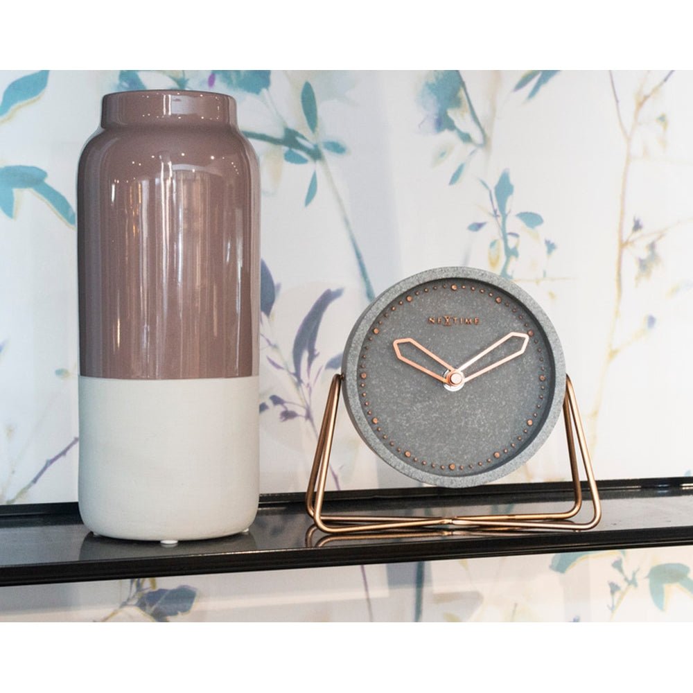 Polyresin Grey Mantel Clock 17cm - TickTockClocks