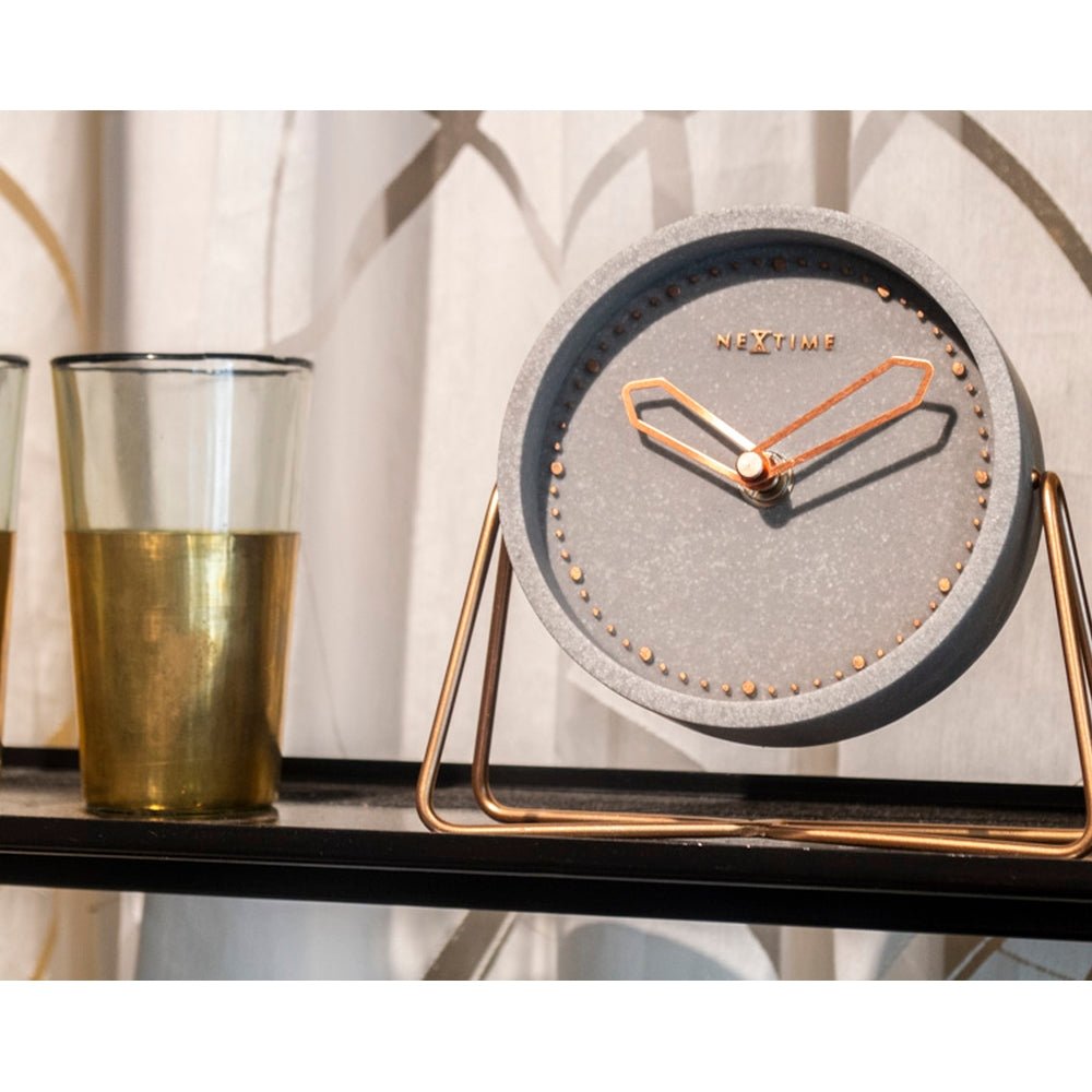 Polyresin Grey Mantel Clock 17cm - TickTockClocks