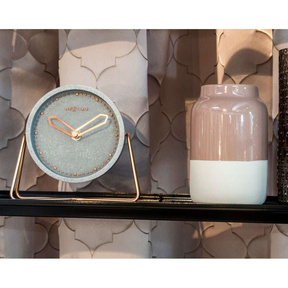 Polyresin Grey Mantel Clock 17cm - TickTockClocks