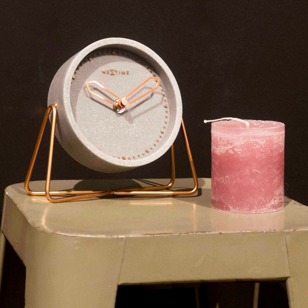 Polyresin Grey Mantel Clock 17cm - TickTockClocks
