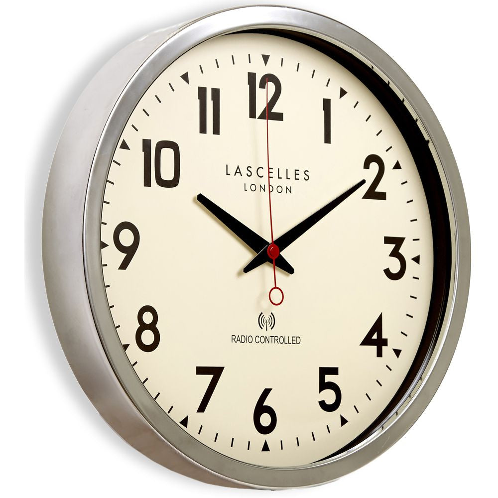 Chrome Radio Controlled Wall Clock 36cm